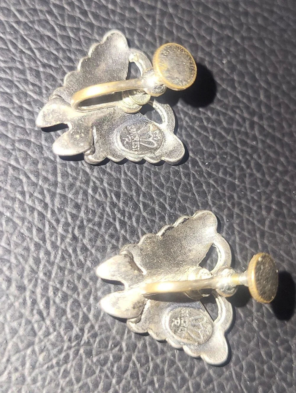 Vintage Sancrest Southwestern Faux Turquoise Butterfly Screw Back Earrings 1950s